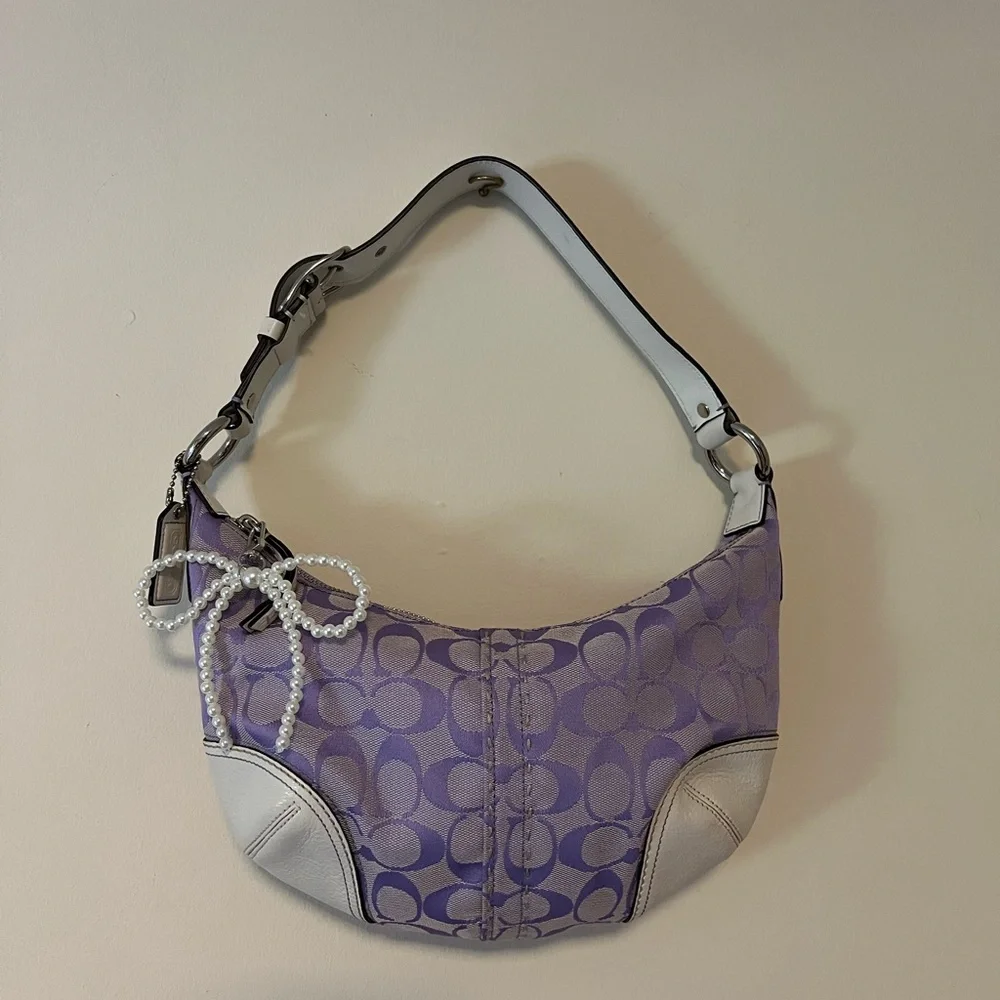 SOLD - Coach Purple Signature Print Y2K Hampton Hobo 11575 - Picture 1 of 6